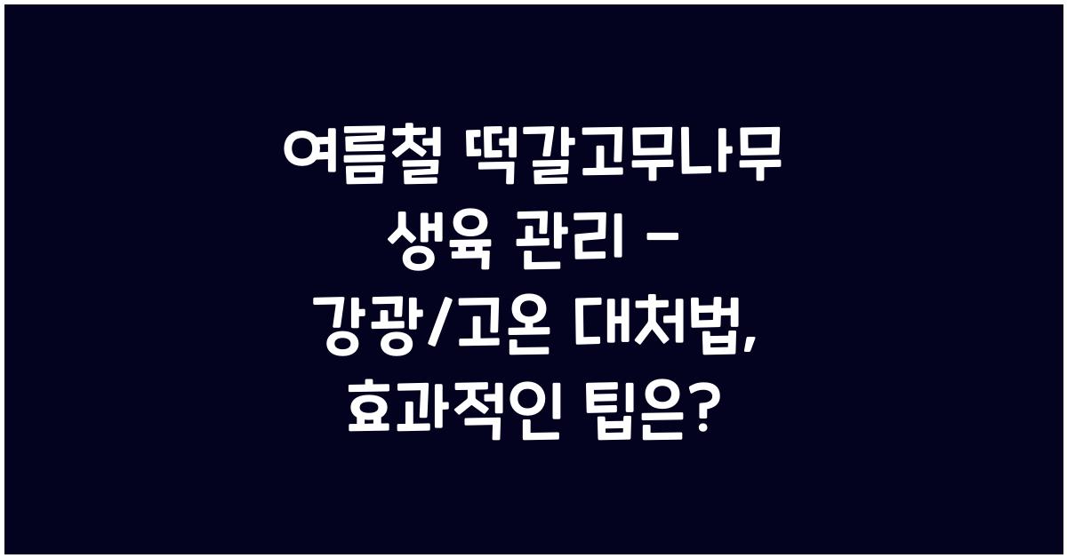 여름철 떡갈고무나무 생육 관리 - 강광/고온 대처법