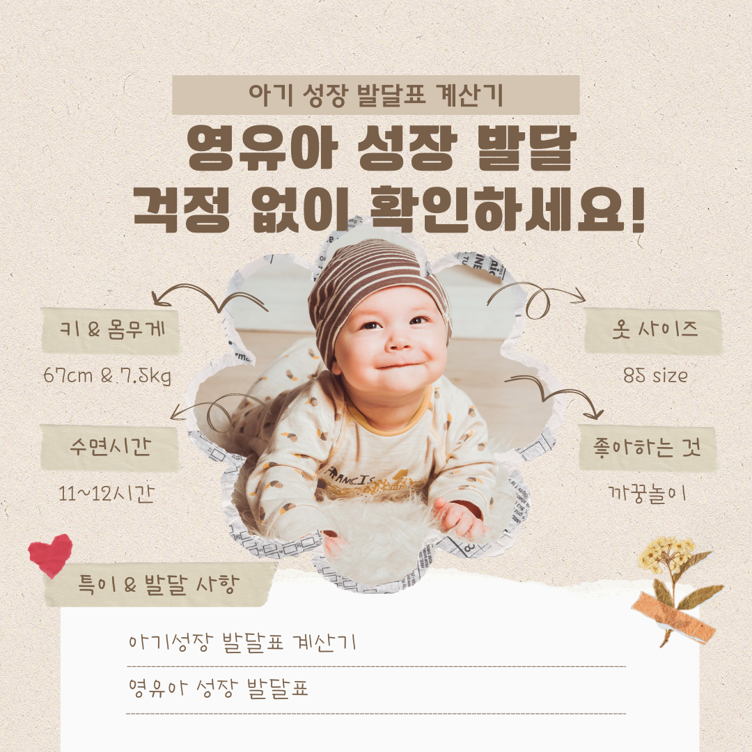 아기성장발달계산기, 영유아 성장 발달표