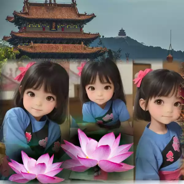 바둑이 귀여운 5살 여자아이 주인공