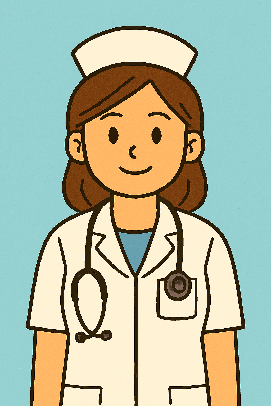 간호사가 정면을 보고 서있음