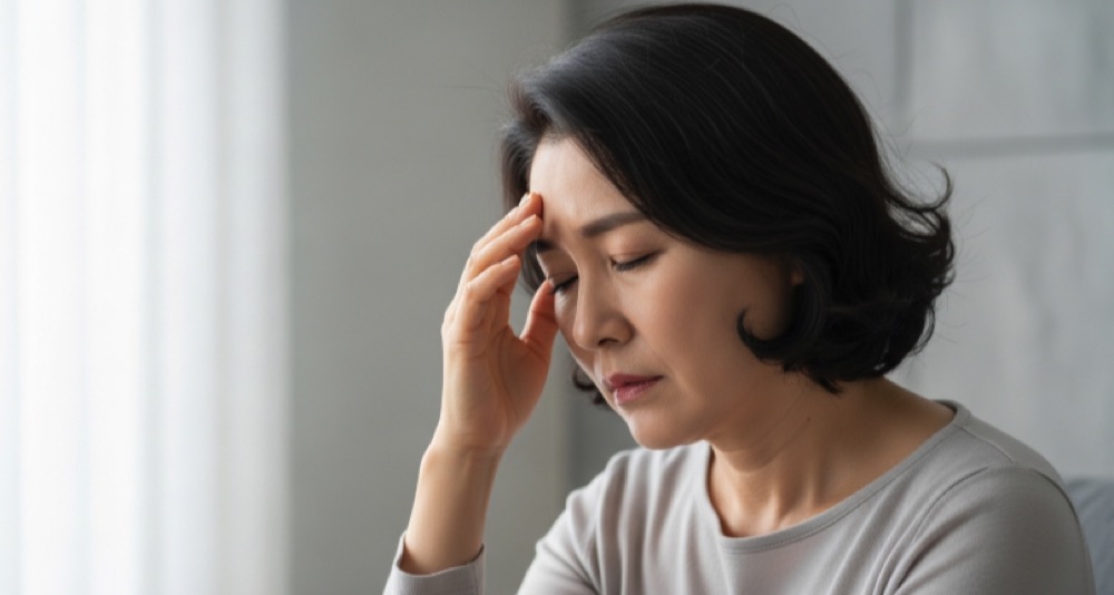 갱년기 호르몬 변화로 몸 상태를 느끼는 모습