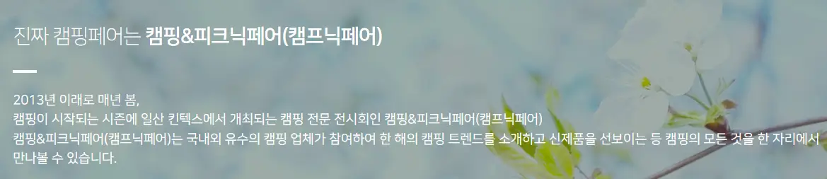 캠프닉페어 개요 안내문 사진