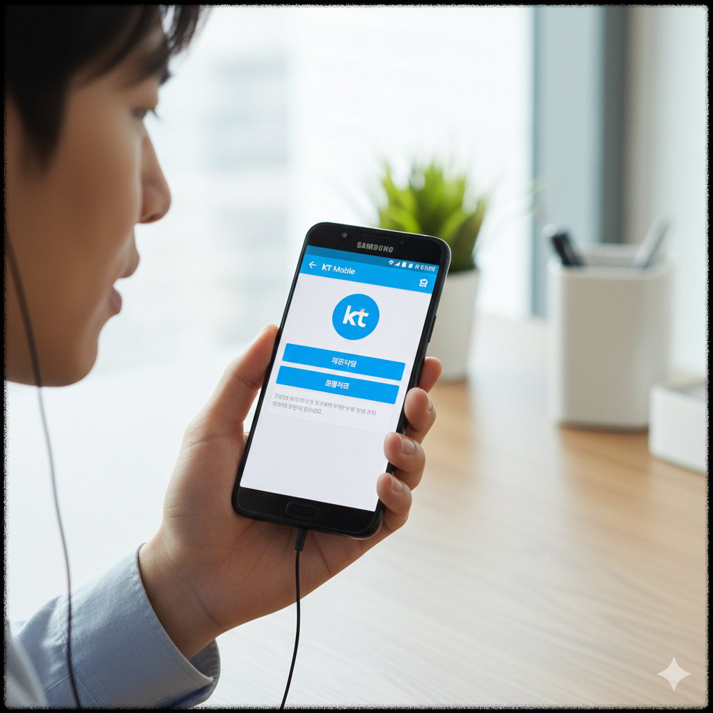 통신사 고객센터에 전화해 문자 수신 문제를 문의하는 모습