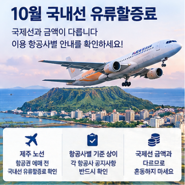 10월 국내선 유류할증료 국제선과 무엇이 다른가