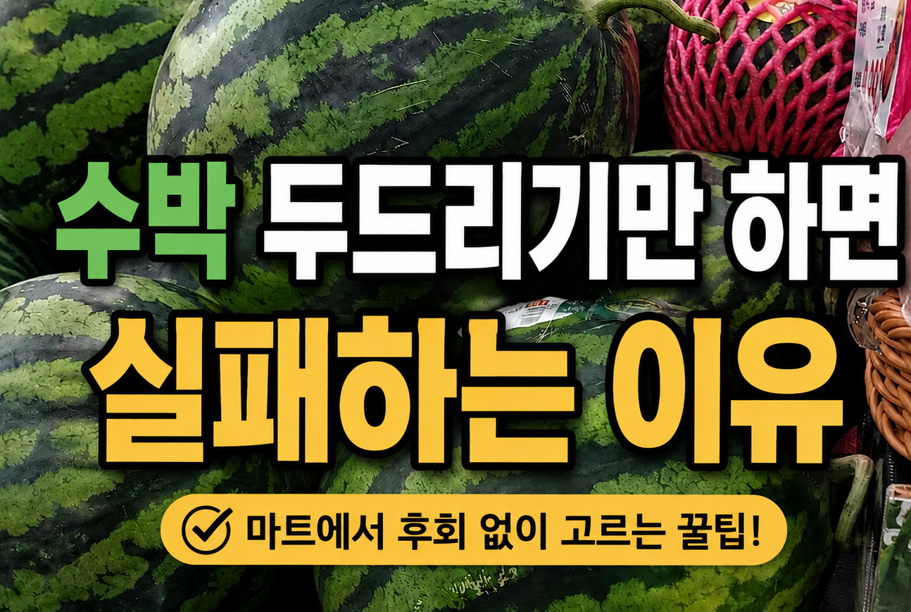마트 과일 코너에 진열된 수박 모습