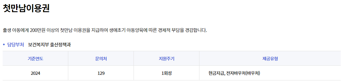 첫 만남 이용권 지원사업 신청