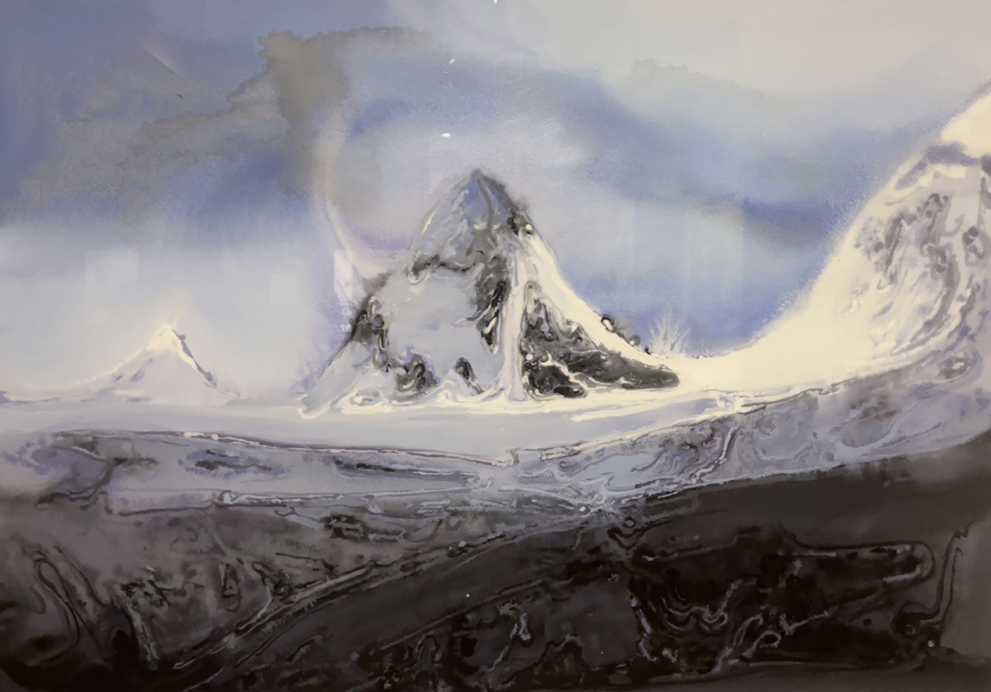 루칭릉 설역고원1, 중국 현대미술 작품, 눈 덮인 산맥의 웅장함을 표현