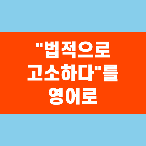 &quot;법적으로 고소하다&quot;를 영어로