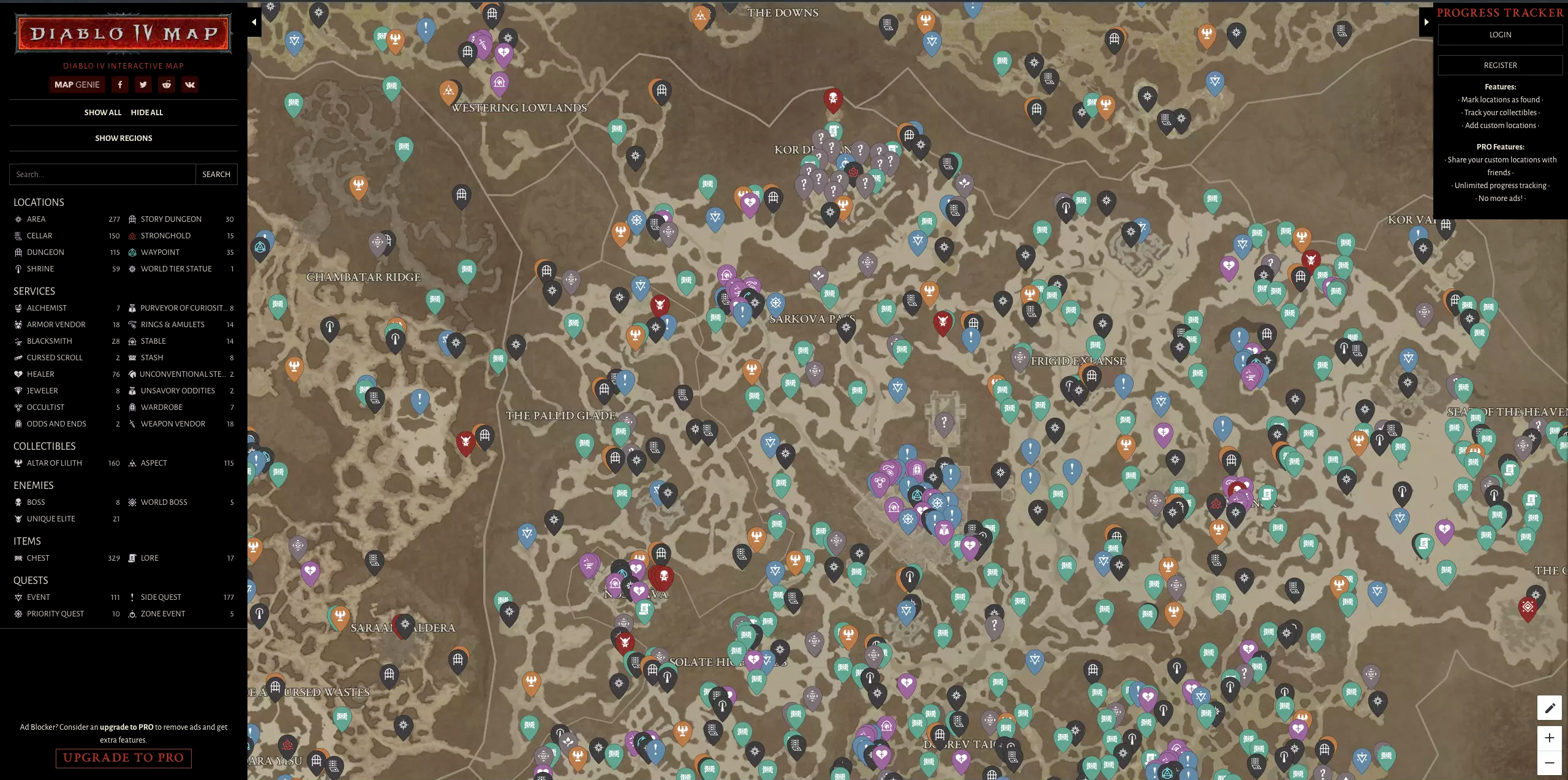 디아블로4 지도 맵 mapgenie