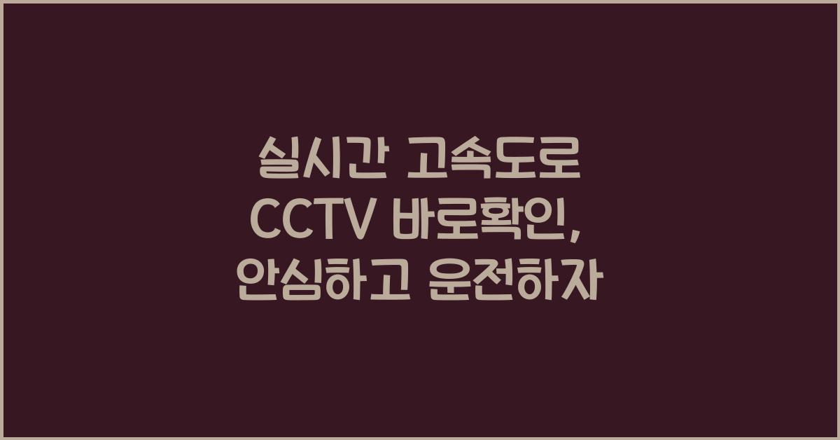 실시간 고속도로 cctv 바로확인