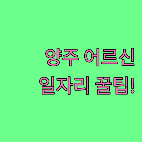 양주시 노인일자리 전담 기관 시니어클..