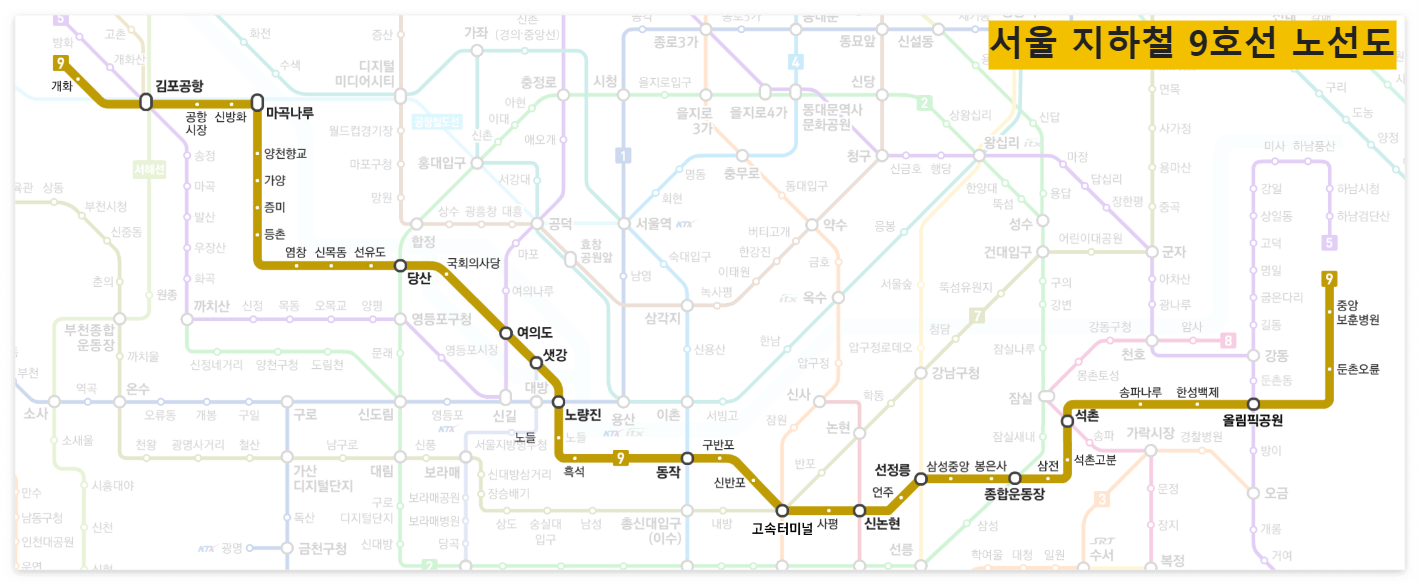 서울 지하철 9호선 노선도