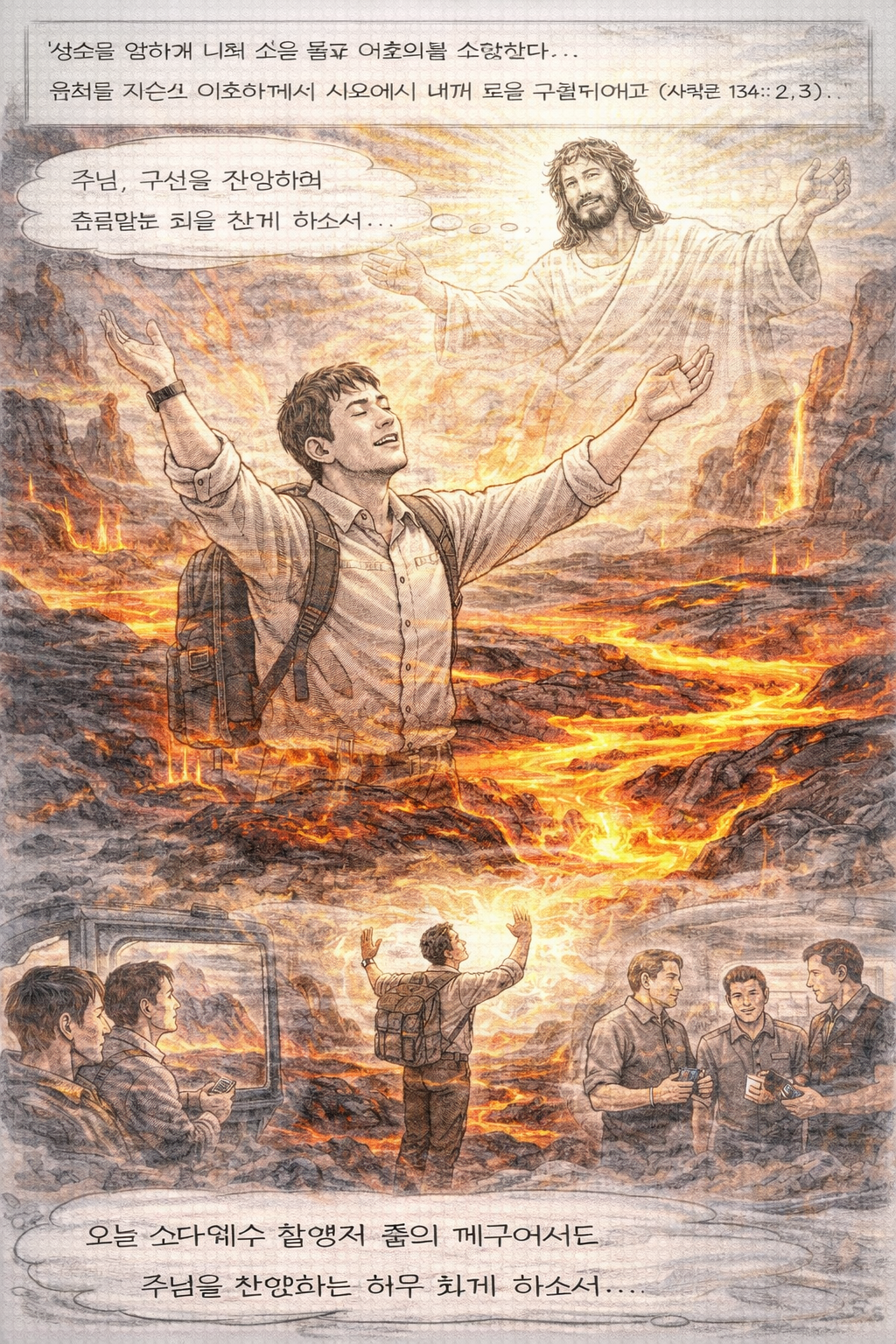 시134:2-3 말씀을 따라 제가 주님의 전에 나아가 주님께 손을 높이 들고 주님을 찬양하는 시간을 가질 것을 적용하겠습니다. 주여&amp;#44; 제가 주님을 찬양하는 삶을 살아가게 하소서.. 주님께로부터 축복받는 삶을 살아가는 찬양의 삶을 살아가는 하루가 되게 하여 주시옵소서.. 오늘 스타워즈 촬영지 불의 계곡을 UST에서 가는 곳에 갈 때에도 모든 일정 가운데 주님을 찬양하는 삶을 살아가는 모습입니다.