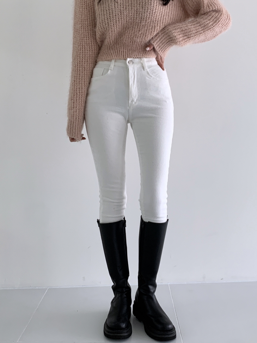 데일리필수 기모 스키니 코튼 팬츠