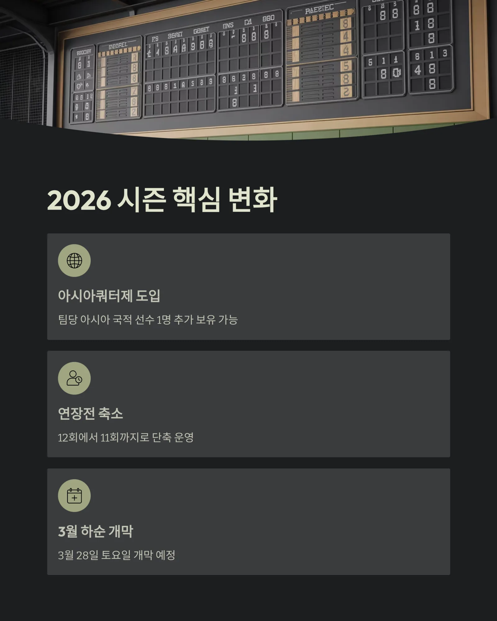 2026 KBO 리그 실시간 경기 일정 총정리 ❘ 개막부터 올스타·플레이오프까지