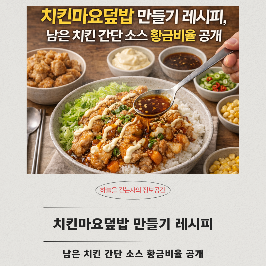 치킨마요덮밥 만들기 레시피, 남은 치킨 간단 소스 황금비율 공개