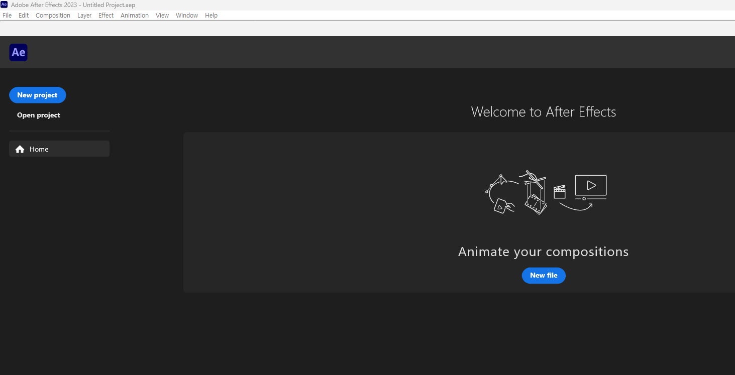 어도비 에프터 이펙트 실행화면