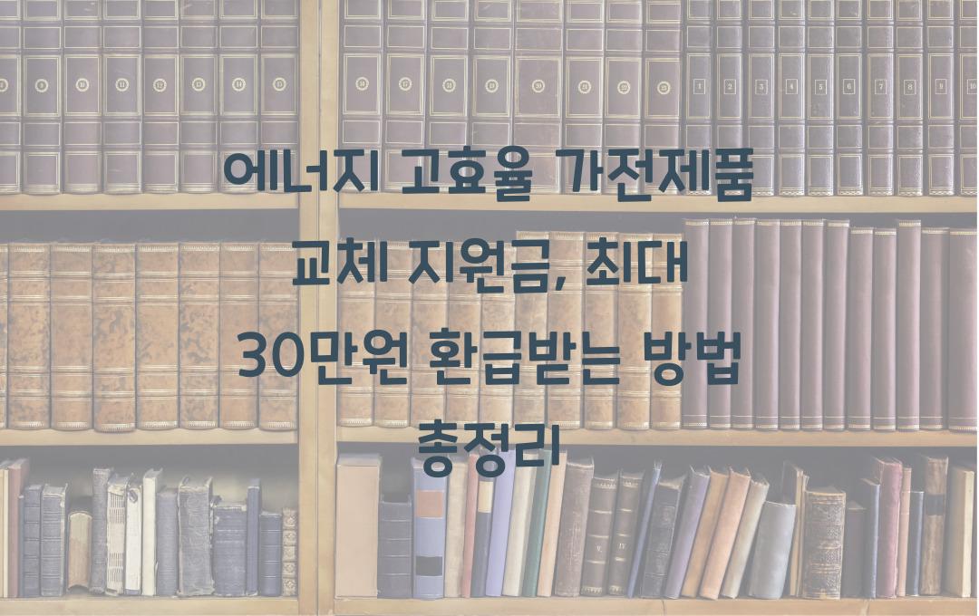 에너지 고효율 가전제품 교체 지원금, 기존 가전 반납 시 최대 30만원 환급