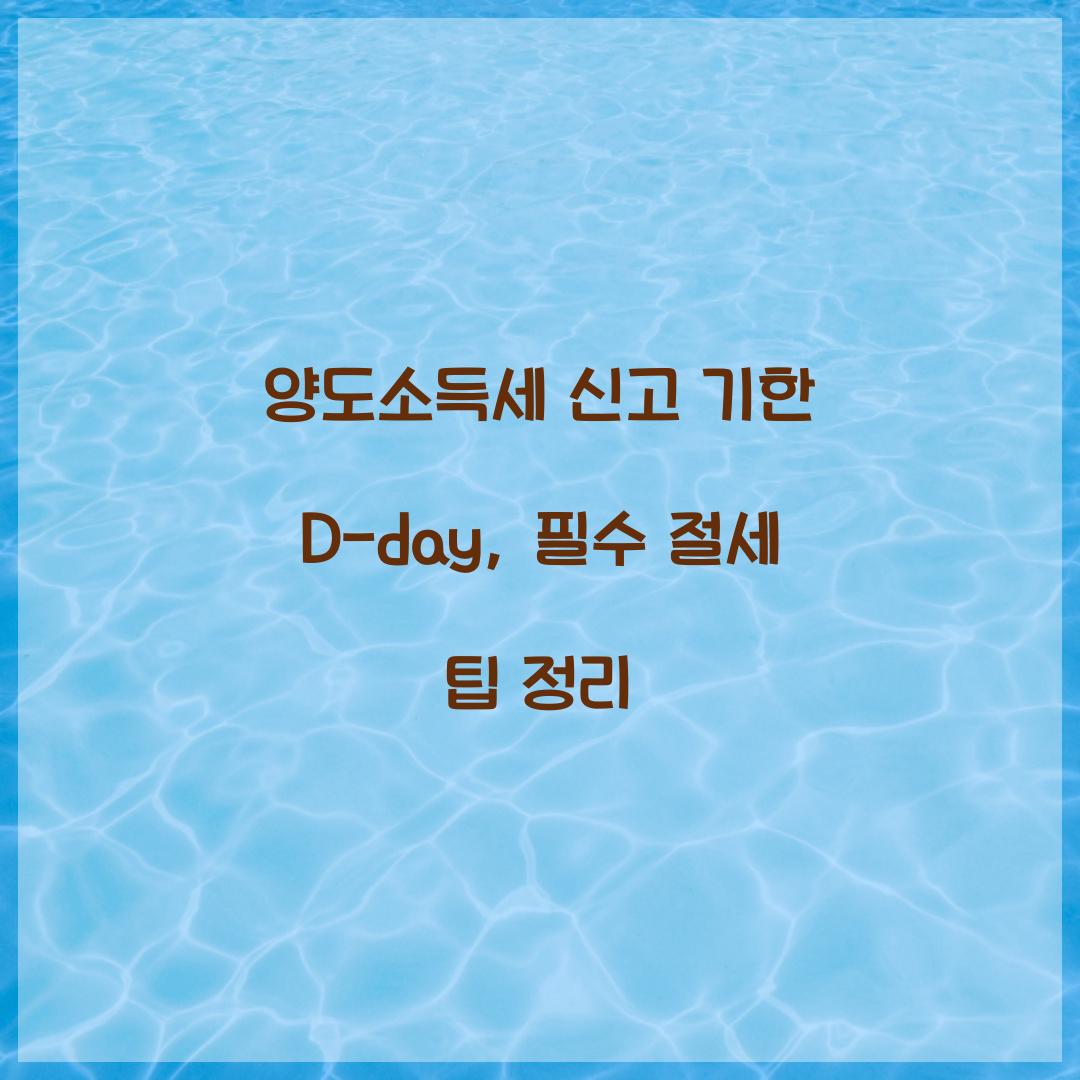 양도소득세 신고 기한 D-day: 놓치지 말아야 할 절세 포인트