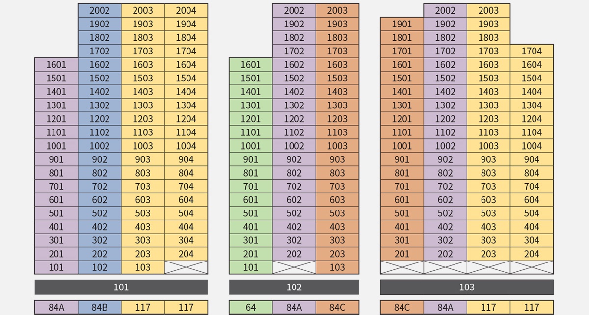 울산 유보라 신천매곡 동･호수 층별 배치도-1