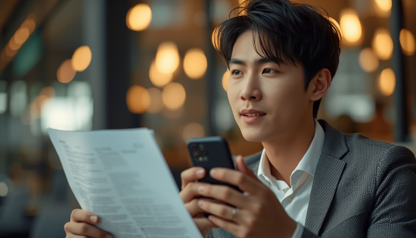 사업 관련 서류를 검토하는 1인 창업자