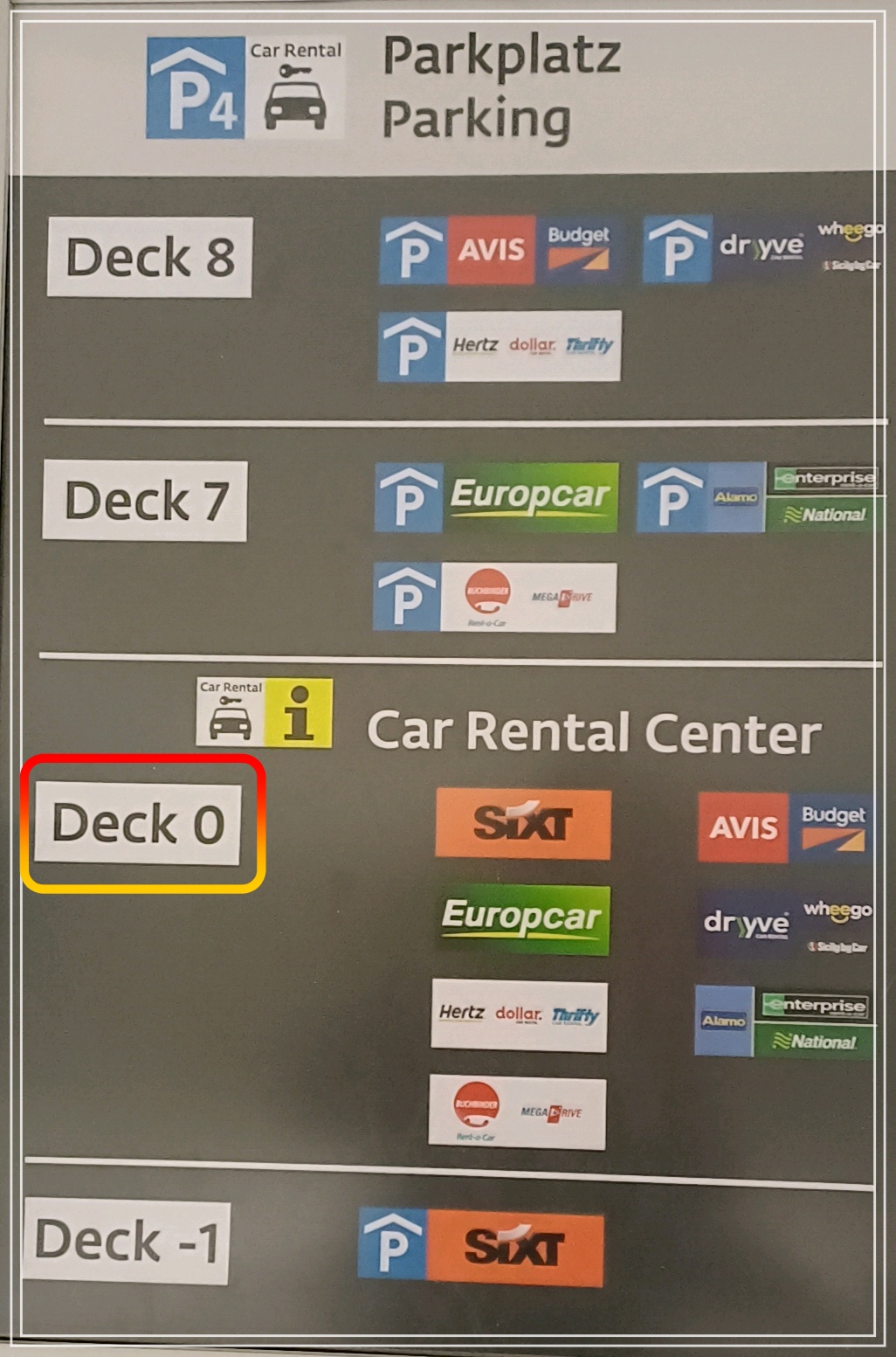 비엔나공항-Car-Rental-Center표시