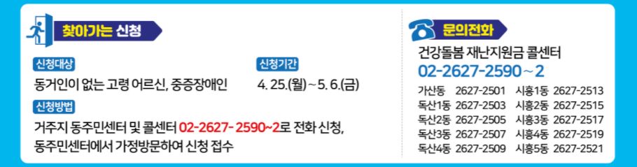 금천구 건강돌봄 재난지원금 신청