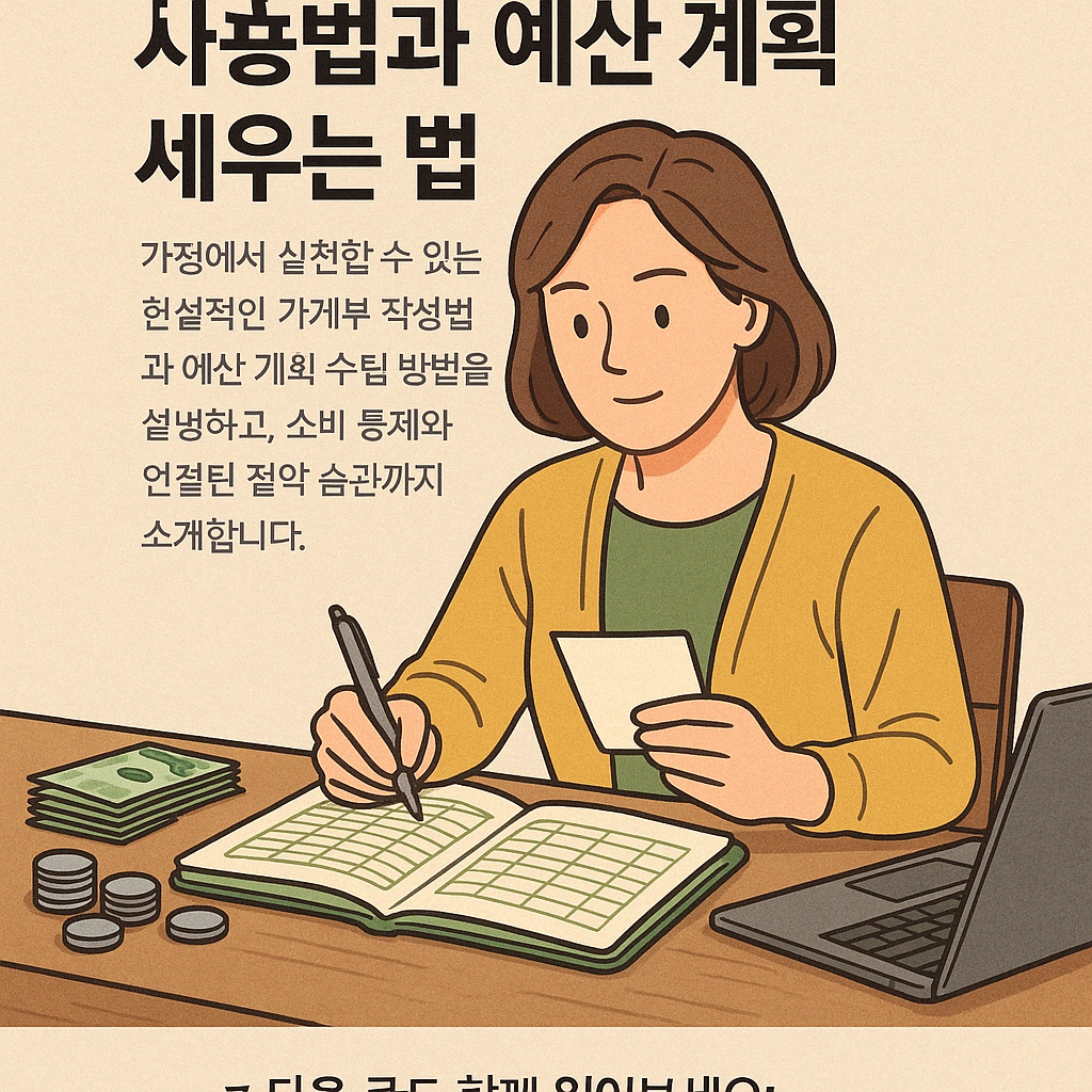 가계부를 쓰고 있는 주부