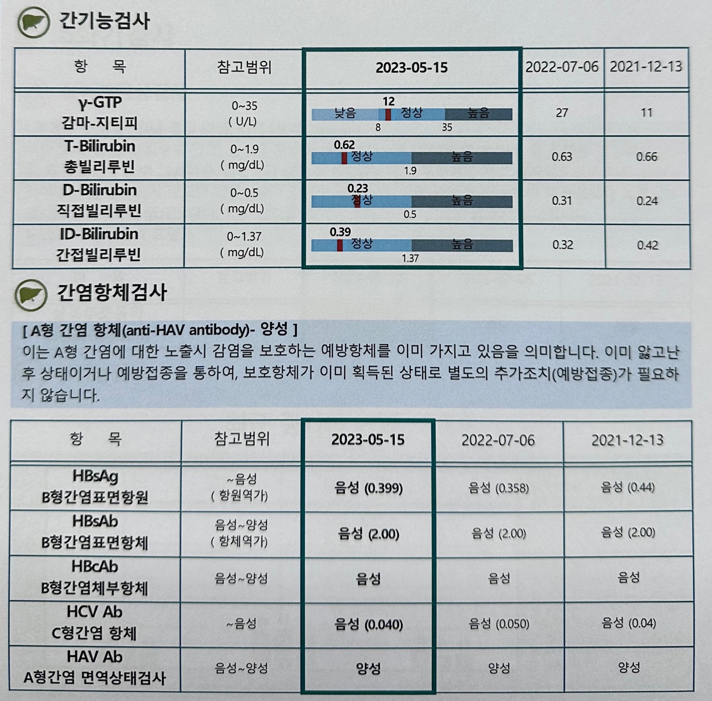 간기능검사결과표