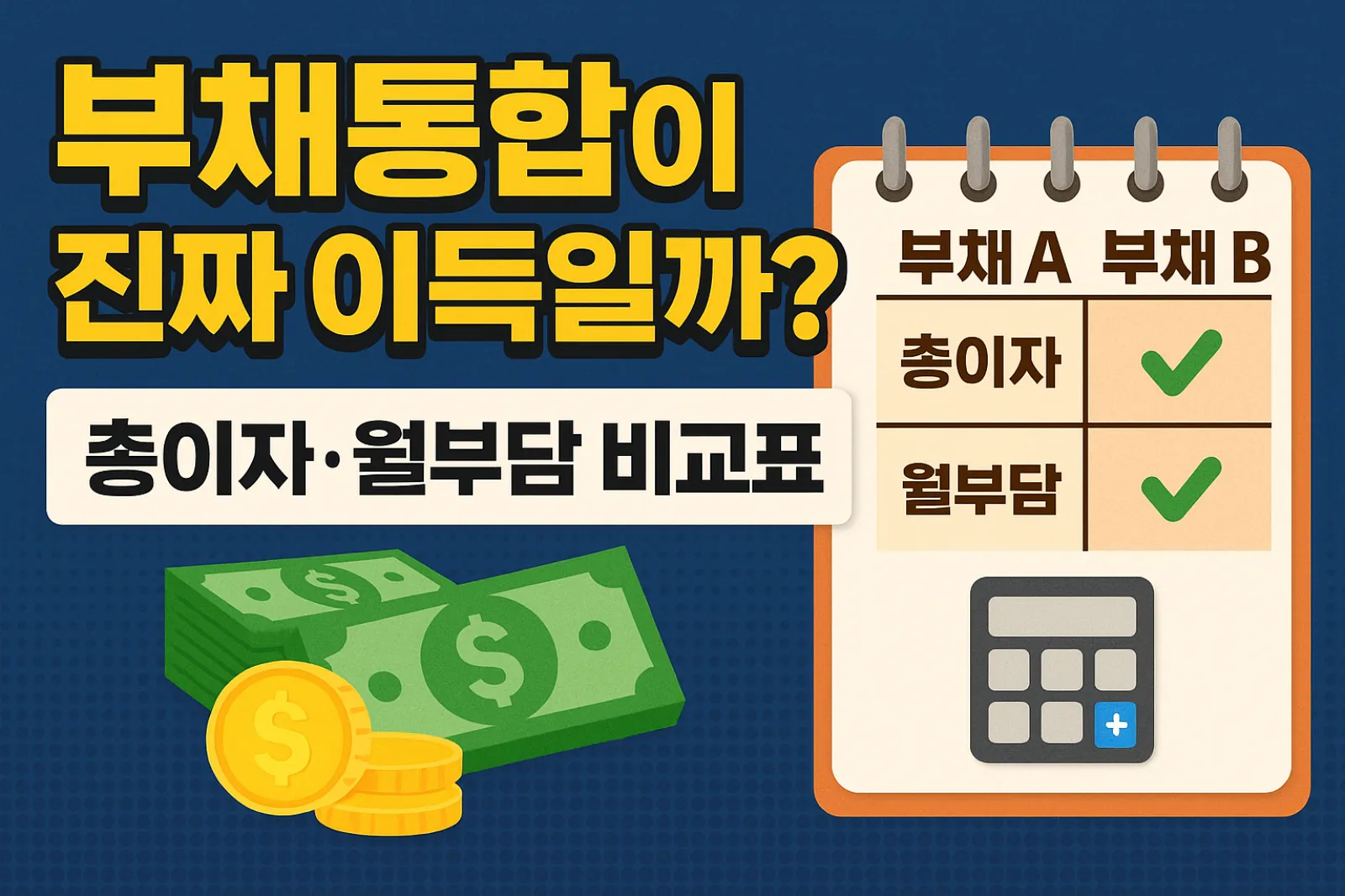 부채통합-이득일까-총이자-월부담-비교표-계산기-썸네일