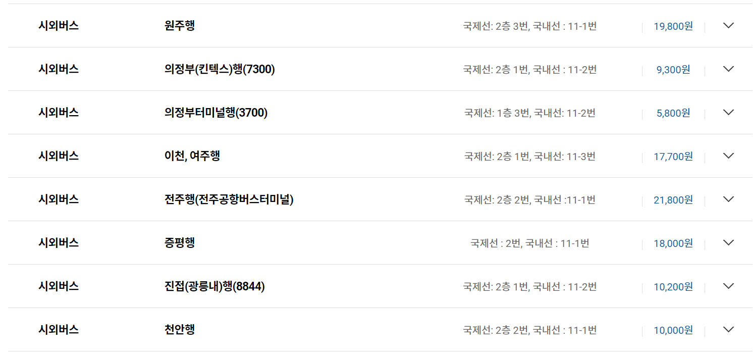 김포공항 리무진버스 및 시외버스