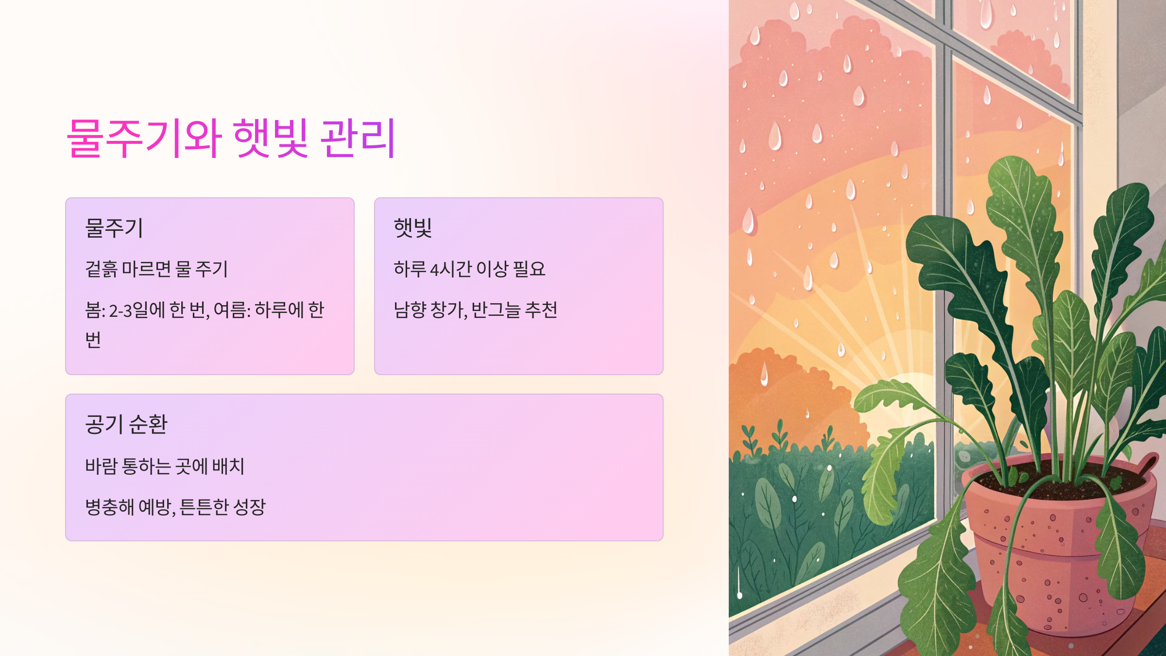 💧 물주기와 햇빛 관리