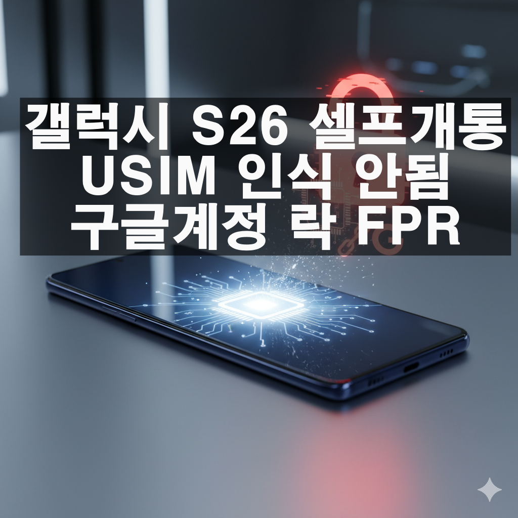 갤럭시 S26 셀프개통, USIM 인식 안됨 구글계정 락 FPR