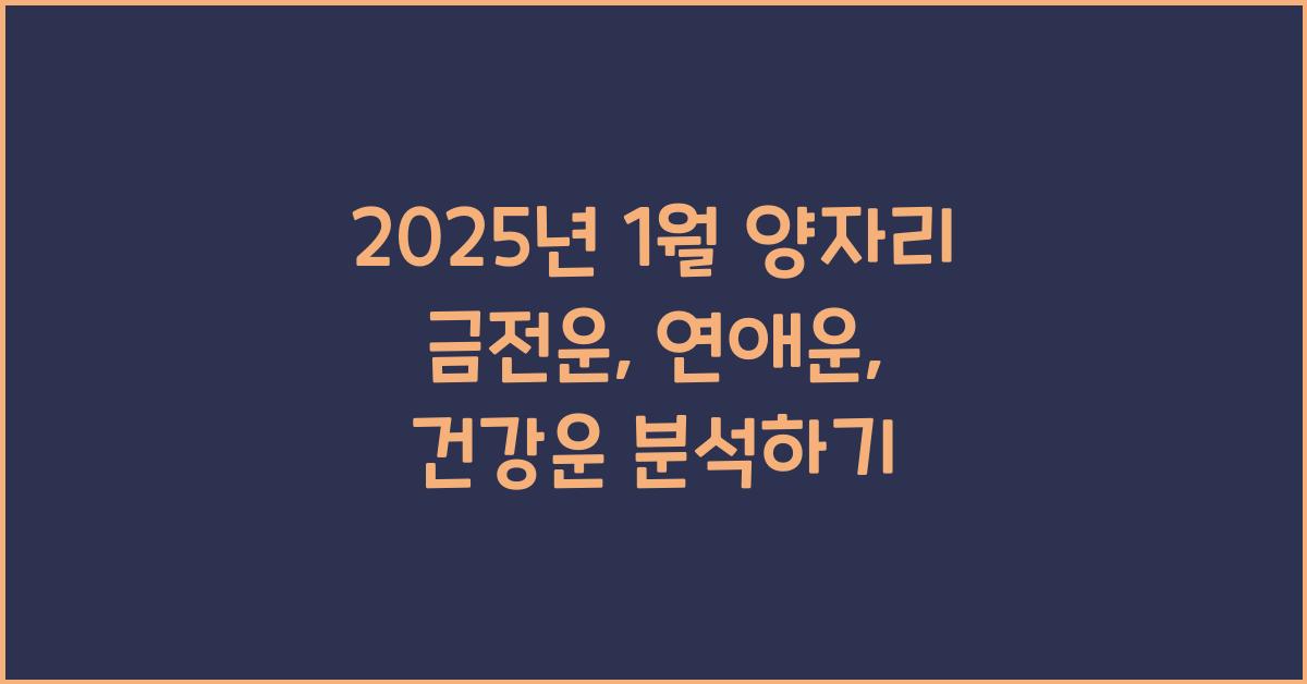 2025년 1월 양자리 금전운, 연애운, 건강운