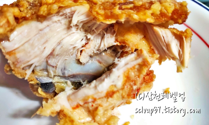 kfc 핫크리스피치킨 1조각 속 양념