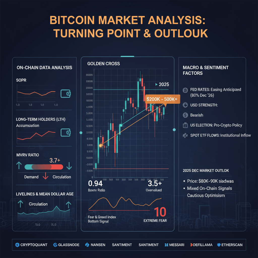 비트코인 시장 분석: 전환점 및 2025년 전망. 온체인 및 거시 지표 분석, $200K-$500K+ 목표와 신중한 낙관론