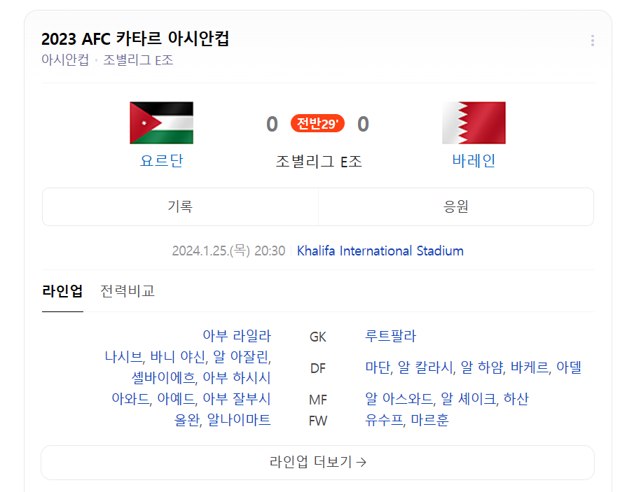 요르단 바레인 축구