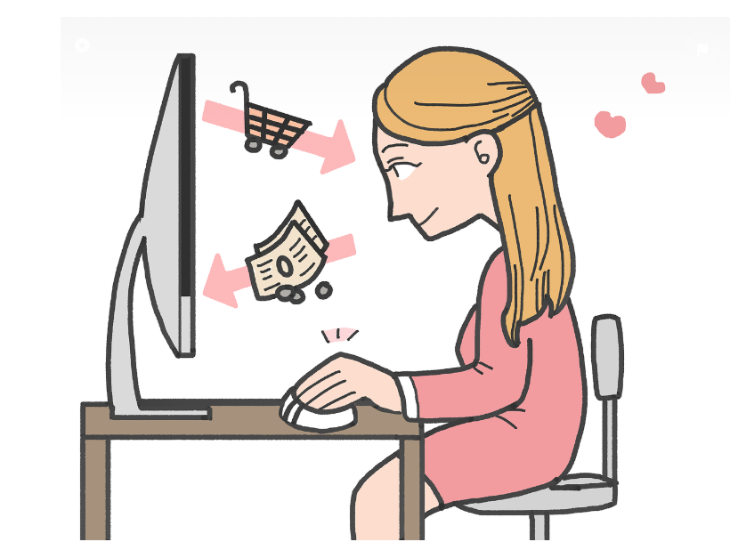 컴퓨터에서 쇼핑하는 그림