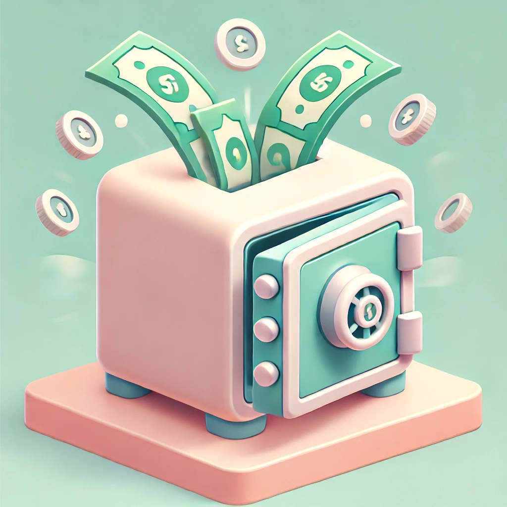 금고에서 돈이 튀어나오는 사진