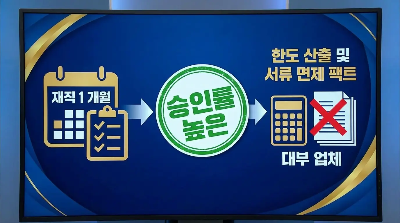 재직 1 개월 대부 승인률 높은 대부 업체 한도 산출 및 서류 면제 팩트