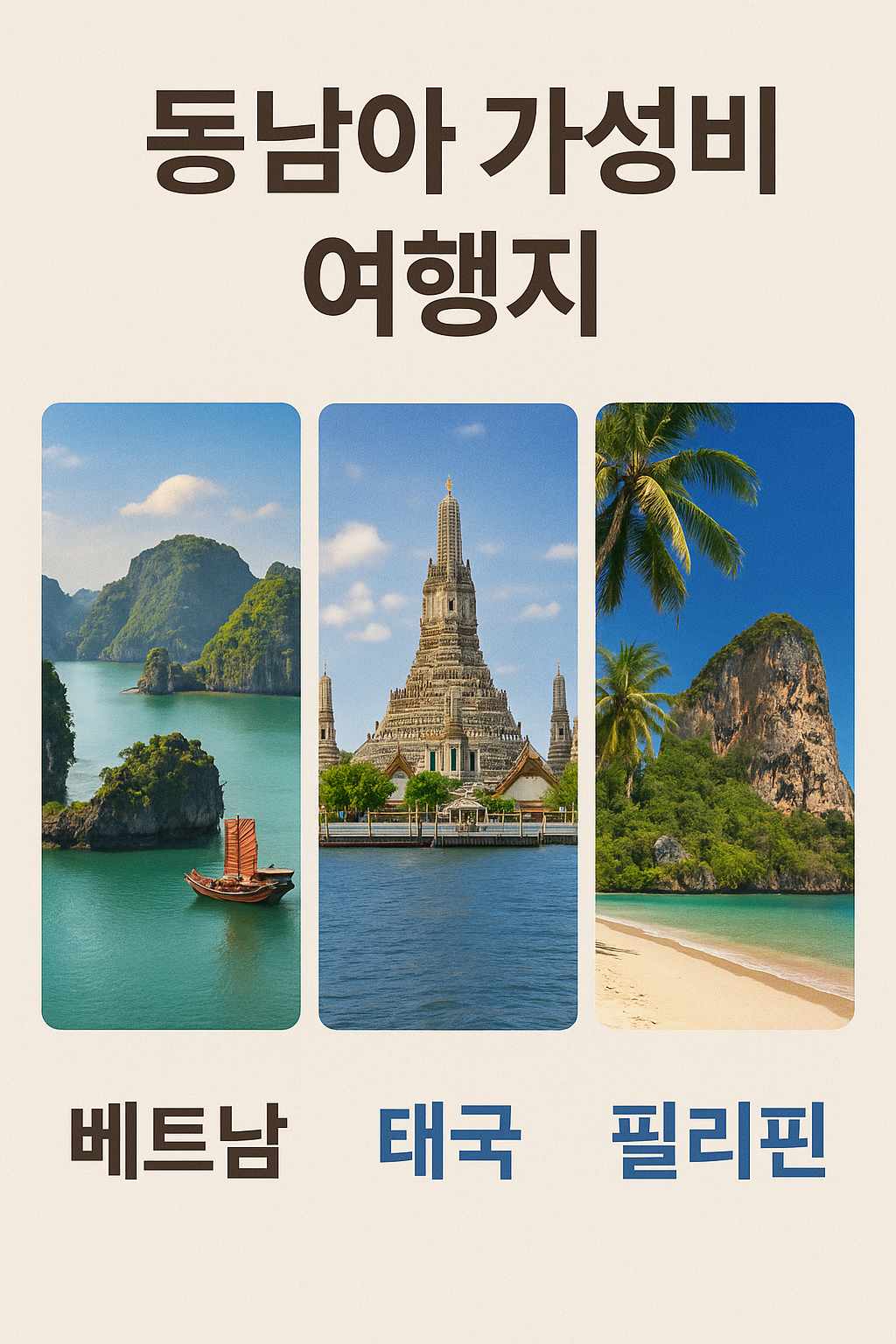 동남아 가성비 여행지 (베트남, 태국, 필리핀)