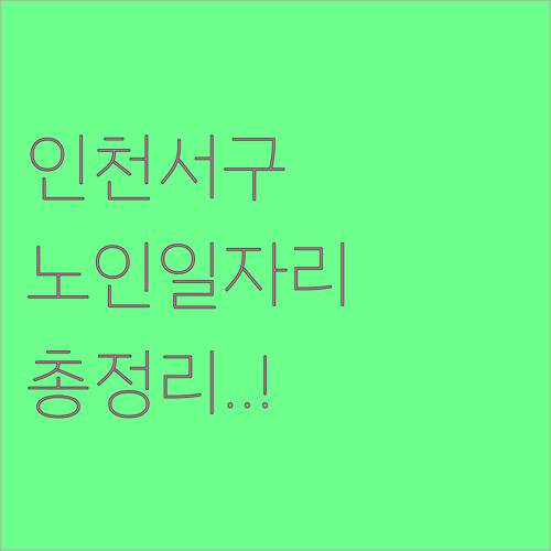 인천 서구 노인일자리 공익형 사회서비..