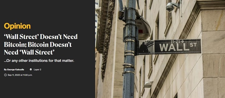 비트코인과 월스트리트의 진정한 상관관계 &lsquo;Wall Street&rsquo; Doesn&rsquo;t Need Bitcoin; Bitcoin Doesn&rsquo;t Need &lsquo;Wall Street&rsquo;