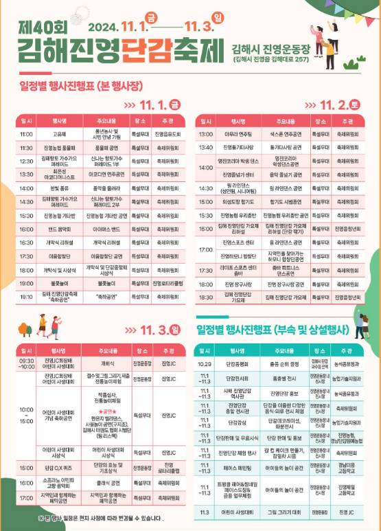 제40회 김해진영 단감축제 일정표