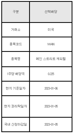 미국주식 선택배당 안내 MAIN