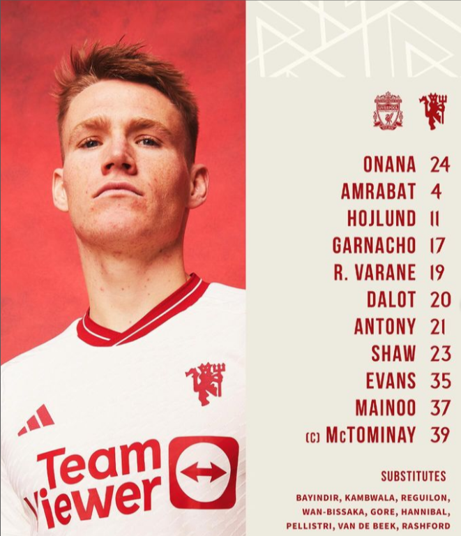 EPL 17라운드 맨유 라인업