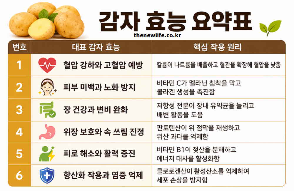 감자 효능 요약표