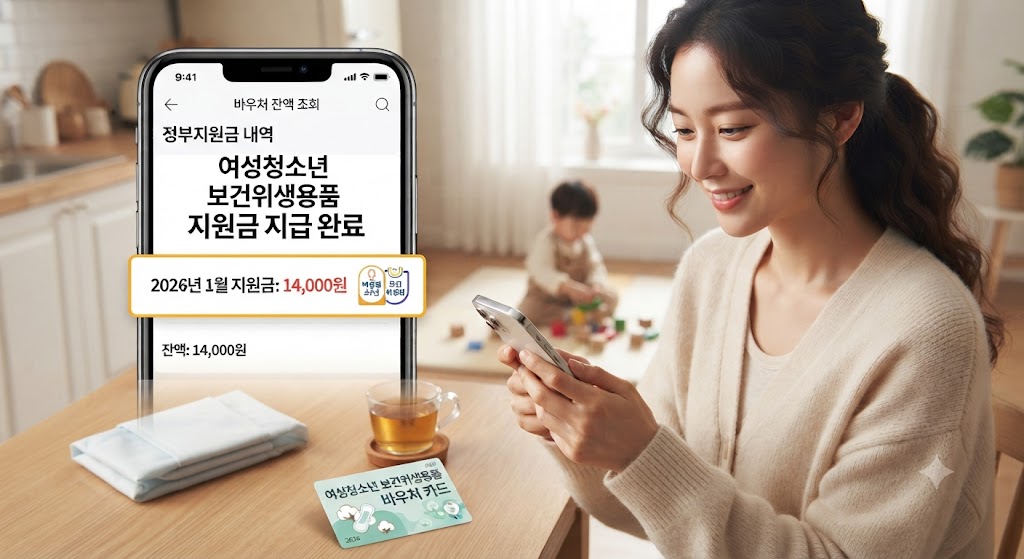 국민행복카드 바우처로 월 14,000원 지원받는 모습