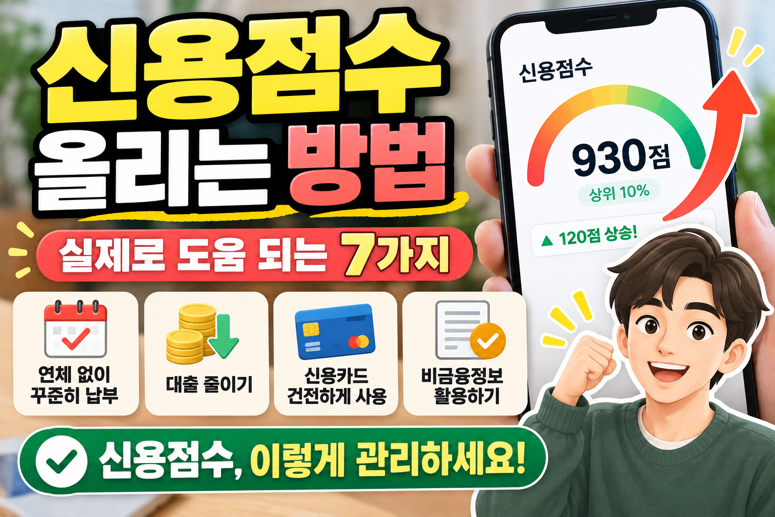 신용점수 올리는 방법 정리｜실제로 점수 관리에 도움 되는 7가지