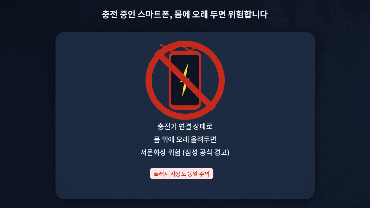 스마트폰 충전 중 저온화상 주의 안내